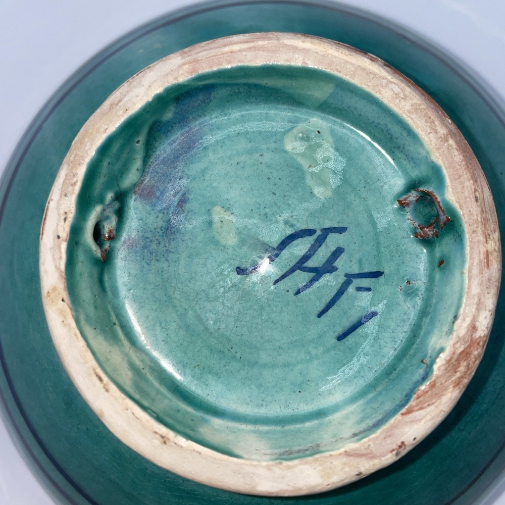 Vintage Moroccan Safi Signed Blue Purple Hand-painted Trinket Dish Wall Art - Picture 4 of 7